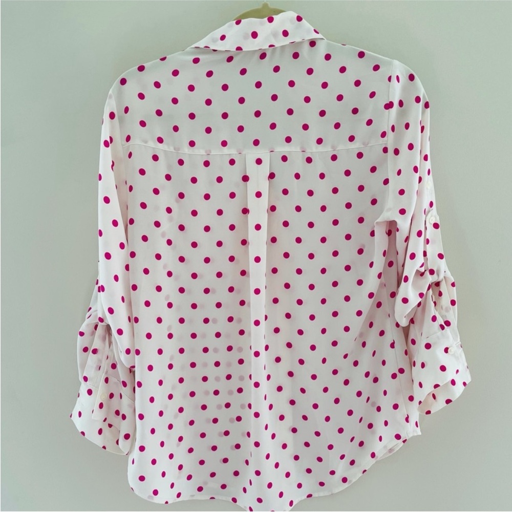 Express Portofino Polka Dot Blouse Button Front S - Picture 4 of 6